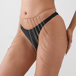 Alloy Crystal Rhinestone Curb Chain Multi-layered Tassel Leg Waist Chain&nbsp;FS-WG377B1-01