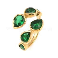 304 Stainless Steel Cubic Zirconia Cuff Open Rings&nbsp;RJEW-F203-01G-02