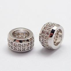Brass Micro Pave Cubic Zirconia European Beads&nbsp;ZIRC-D113-28-FF