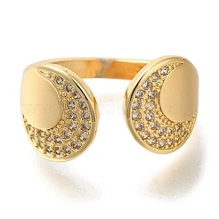 Rack Plating Brass Micro Pave Cubic Zirconia Open Cuff Rings for Women&nbsp;LS-RJEW-S244-01G-B