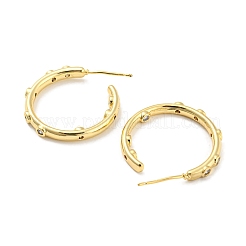 Rack Plating Brass C Shape Stud Earrings with Clear Cubic Zirconia&nbsp;EJEW-F326-16G