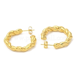 Ion Plating(IP) 304 Stainless Steel Rope Ring Stud Earrings&nbsp;EJEW-B026-21G