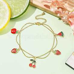 Alloy Enamel Fruit Charm Anklet&nbsp;AJEW-AN00560-02