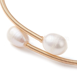 Natural Pearl Beaded Cuff Bangles&nbsp;BJEW-JB10120-01