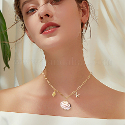 30Pcs Electroplated Edge Natural Sea Shell Pendants&nbsp;SSHEL-SC0001-63