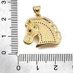 Brass Micro Pave Cubic Zirconia Shell Pendants&nbsp;KK-D328-10G