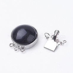 Natural Dyed & Heated Black Agate Box Clasps&nbsp;G-E427-14P