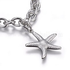 Tarnish Resistant 304 Stainless Steel Charm Bracelets&nbsp;BJEW-L637-28-P