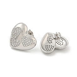 Brass Pave Clear Cubic Zirconia Stud Earrings&nbsp;EJEW-N054-49P