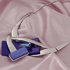 Rectangle Alloy Acrylic Pendant Necklaces & Stud Dangle Earrings Sets for Women&nbsp;WGBF392-01