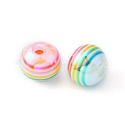 10Pcs Macaron Color Stripe Resin Beads&nbsp;RESI-YW0001-27A