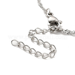 Non-Tarnish 304 Stainless Steel Singapore Chain Necklace with Beads for Men Women&nbsp;NJEW-P263-01P