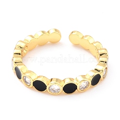 Adjustable Real 18K Gold Plated Brass Enamel Finger Rings&nbsp;RJEW-L071-22G