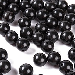 100Pcs 8mm Natural Black Stone(Natural Black Glass) Round Beads&nbsp;DIY-LS0002-15