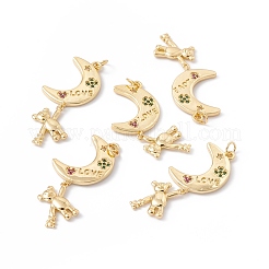 Rack Plating Brass Micro Pave Colorful Cubic Zirconia Pendants&nbsp;ZIRC-C040-20G