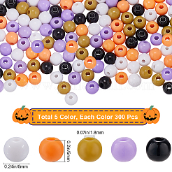 Halloween Theme 1500Pcs 5 Colors Opaque Acrylic Beads&nbsp;MACR-SP0001-01A-02