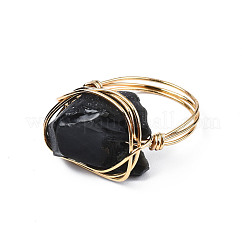 Irregular Raw Natural Gemstone Braided Finger Ring&nbsp;G-S359-378