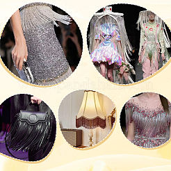Polyester Tinsel Tassel Trimming&nbsp;DIY-WH0430-372B
