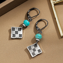 Alloy Rhombus Leverback Earrings for Women&nbsp;WGCA4A6-01