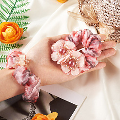 2Pcs 2 Styles Chic Solid Color French Satin Pigtail Hair Tie for Elegant Hairstyles&nbsp;OHAR-TA0001-09
