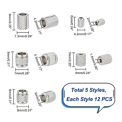 60Pcs 5 Style 201 Stainless Steel European Beads&nbsp;STAS-UN0048-51