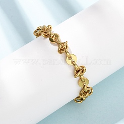 304 Stainless Steel Flat Round & Knot Link Chain Bracelets for Women&nbsp;BJEW-F536-08G