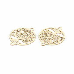Rack Plating 201 Stainless Steel Connector Charms&nbsp;STAS-T057-40G