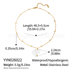 Summer White Resin Love Heart Pendant 304 Stainless Steel Satellite Chain Necklaces for Women&nbsp;PD0685-2