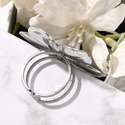 Flower 304 Stainless Steel Open Cuff Ring for Women&nbsp;RJEW-R006-03P-02