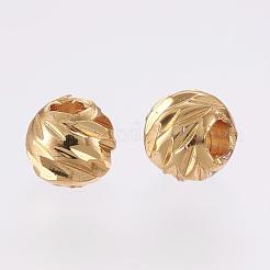 Carved Brass Beads&nbsp;KK-G312-02G-4mm