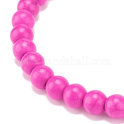 Synthetic Turquoise(Dyed) & Hematite & Natural White Jade Beaded Stretch Bracelet with Cross&nbsp;BJEW-JB08287-04