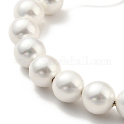 Shell Pearl Beaded Slider Bracelet with Brass Snake Chain&nbsp;BJEW-B066-01B-03