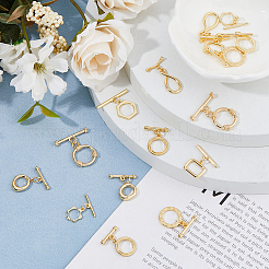16Pcs 8 Styles Brass Toggle Clasps&nbsp;KK-HS0001-40