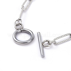 Tarnish Resistant 304 Stainless Steel Textured Paperclip Chain Bracelets&nbsp;BJEW-JB05112