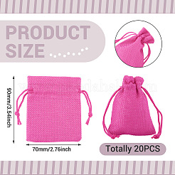 20Pcs Rectangle Polyester Imitation Burlap Packing Pouches Drawstring Bags&nbsp;ABAG-TA0001-95E