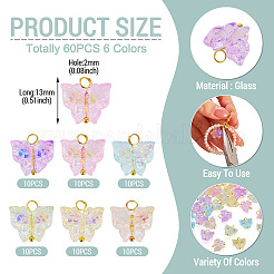 60Pcs 6 Colors Electroplate Transparent Glass Charms&nbsp;PALLOY-TAC0287