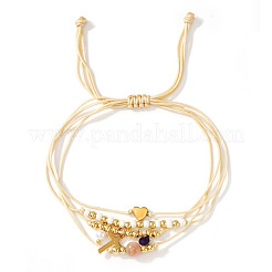Bohemian Style Brass & Imitation Pearl Beads Braided Bead Bracelets&nbsp;AF5105-1