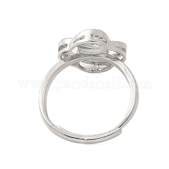 Flower Brass Micro Pave Cubic Zirconia Adjustable Ring Settings&nbsp;KK-K297-13P