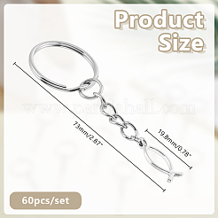 60Pcs Alloy Jesus Fish Pendant Keychain&nbsp;KEYC-HY00021