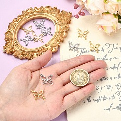 2Pcs 2 Colors Brass Pave Clear Cubic Zirconia Connector Charms&nbsp;KK-YW0004-27