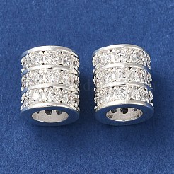Rack Plating Brass Pave Clear Cubic Zirconia European Beads&nbsp;KK-M285-26S