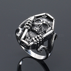Coffin with Skull Men's Stainless Steel Finger Rings&nbsp;PW-WGF83F4-02