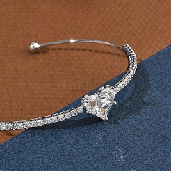 Brass Micro Pave Clear Cubic Zirconia Cuff Bangles&nbsp;KK-D112-04P
