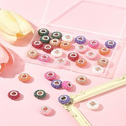 32Pcs 8 Colors AB Color Resin Rose Flower European Beads&nbsp;RESI-FS0002-04