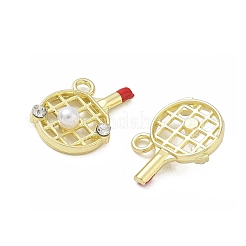 Alloy & ABS Plastic Pearl & Rhinestone Pendants Racket Charms&nbsp;PL-CBA5609-03G