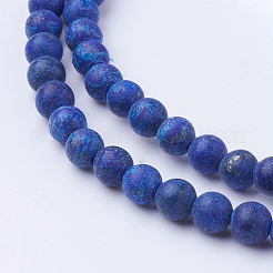 Dyed Natural Lapis Lazuli Round Beads Strands&nbsp;G-G735-06F-6mm