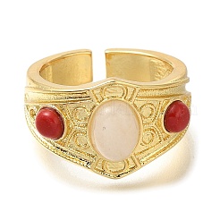 Rack Plating Brass Open Cuff Rings for Women&nbsp;RJEW-M022-10G
