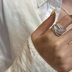 925 Sterling Silver Line Open Cuff Rings&nbsp;FS-WG136EA-01