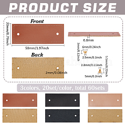 60 Sets 3 Colors PU Leather Clothing Blank Labels&nbsp;DIY-FG0007-20