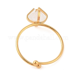Nuggets Natural Quartz Crystal Charms Four Prong Finger Rings for Women&nbsp;RJEW-Z051-02G-01